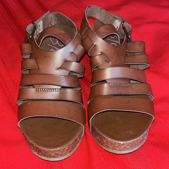 Brown Strappy Platform Wedges - Picture 7 of 12